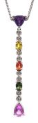 18ct white gold diamond and multi gemstone pendant necklace,