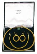 Iranian 18ct gold mesh tube necklace, bracelet and earrings suite,