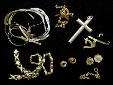 Gold bracelet, links, earrings, etc, all hallmarked,