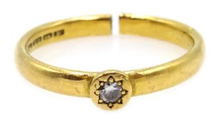 22ct gold band set with a single diamond, hallmarked Condition Report Approx 4.