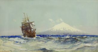 Frank Henry Mason (Staithes Group 1875-1965): 'Shipping off Mount Etna from a Steamer in the