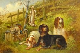 Charles Dudley (British 19th/20th century): Spaniels with the Day's Bag,