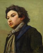 Robert Young (Late 19th century): Portrait of an Irish Tinker Boy with Grey Scarf,