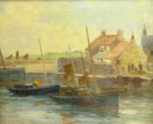 David Fulton (Scottish 1848-1913): Village Quayside with Fishing Boats,