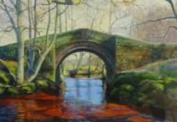 James Mcgairy (Northern British Contemporary): 'West Beck' & Bridge at Westerdale',