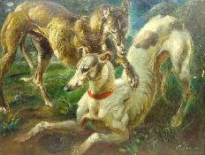 A Pirtschir (20th century): Study of Two Greyhounds, oil on canvas signed and dated 1930,