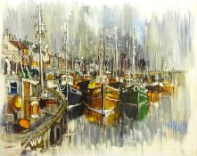 Roger Murray (British Contemporary): 'Busy Whitby Harbour', oil on canvas signed,