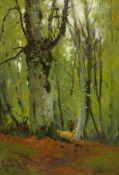 Alfred de Breanski Jnr (1877-1955): 'Autumn Burnham Beeches', oil on board signed,