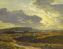Arthur A Friedenson (Staithes Group 1872-1955): 'Evening on the Heath', oil on panel signed,