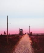 Laurence Roche (Welsh 1944-): 'Autumn Dusk' - Disused Railway Line, acrylic on board signed,