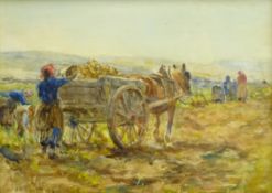 James William Booth (Staithes Group 1867-1953): Women and Boys Picking Potatoes,