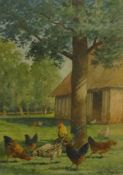 Alfred Eugene Capelle (1834-1887): Hens near a Barn, watercolour signed and dated '74,