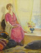 Ernest Borough Johnson (British 1866-1949): Lady in Pink,