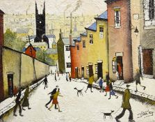 John Hanley (Northern British 1947-): Figures in the Street,