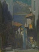 Joseph Alfred Terry (Staithes Group 1872-1939): 'Continental Street Scene at Night',