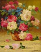 J Barrow (Late 20th century): Still Life of Flowers,