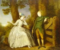 Manner of Richard Cosway (British 1740-1821): 'Lady and Gentlemen in Landscape setting,