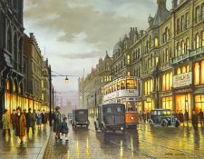 Steven Scholes (Northern British 1952-): 'Deansgate Manchester 1928', oil on canvas signed,