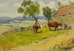 James William Booth (Staithes Group 1867-1953): Cattle Grazing,