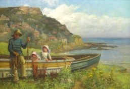 Constance Gertrude Copeman (British 1864-1953): Children Playing in the Cobles at Runswick Bay,