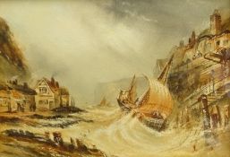 Henry Barlow Carter (British 1804-1868): Stormy Seas at Staithes,