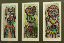 Femi J Johnson (Nigerian Contemporary): 'From the Market' and two others, set of three oil pastels,