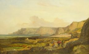 Alfred Clint (British 1807-1883): Cornelian Bay Scarborough with Figures on the Rocks,