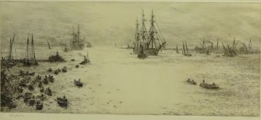 William Lionel Wyllie (British 1851-1931): 'Naples Harbour', etching signed in pencil,