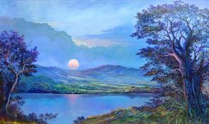 Bruce Kendall (British Contemporary): 'Hunter Moon', oil on board signed,
