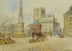 James Ulric Walmsley (British 1860-1954): Richmond Market Square, watercolour signed and dated 1914,