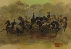 Constantin Ernest Adolphe Guys (French 1802-1892): Horses and Carriages,