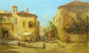 Arthur Trevor Haddon (British 1864-1941): Italian Street scene with Figures and Donkey,