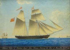 Honoré Pellegrini (French 1793-1869): Ship's Portrait - 'Schooner Calpe of Stockton Capt.