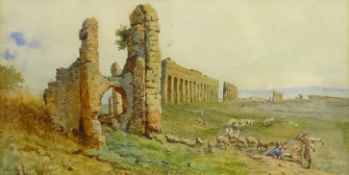 Ettore Roesler Franz (Italian 1845-1907): Ruined Aquaduct,