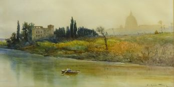 Ettore Roesler Franz (Italian 1845-1907): Italian River scene,