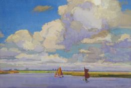 H A Rigby (British 20th century): Sailing Dinghies under Cloudy Skies,
