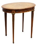 20th century French gilt metal mounted kingwood oval occasional table,