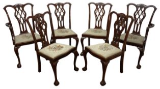 Set of six George lll style mahogany dining chairs,