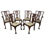 Set of six George lll style mahogany dining chairs,