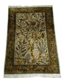 Persian multicoloured silk and wool Tree of Life design rug,