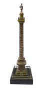 19th century cast bronze Grand Tour model of Trajan's Column on black square base,