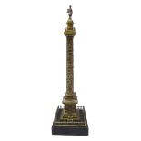 19th century cast bronze Grand Tour model of Trajan's Column on black square base,