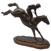 Juliet Cursham (British 1960-): Limited edition bronze study of a Horse and Jockey with brown