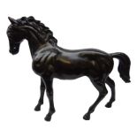 Large patinated cast bronze model of a horse,
