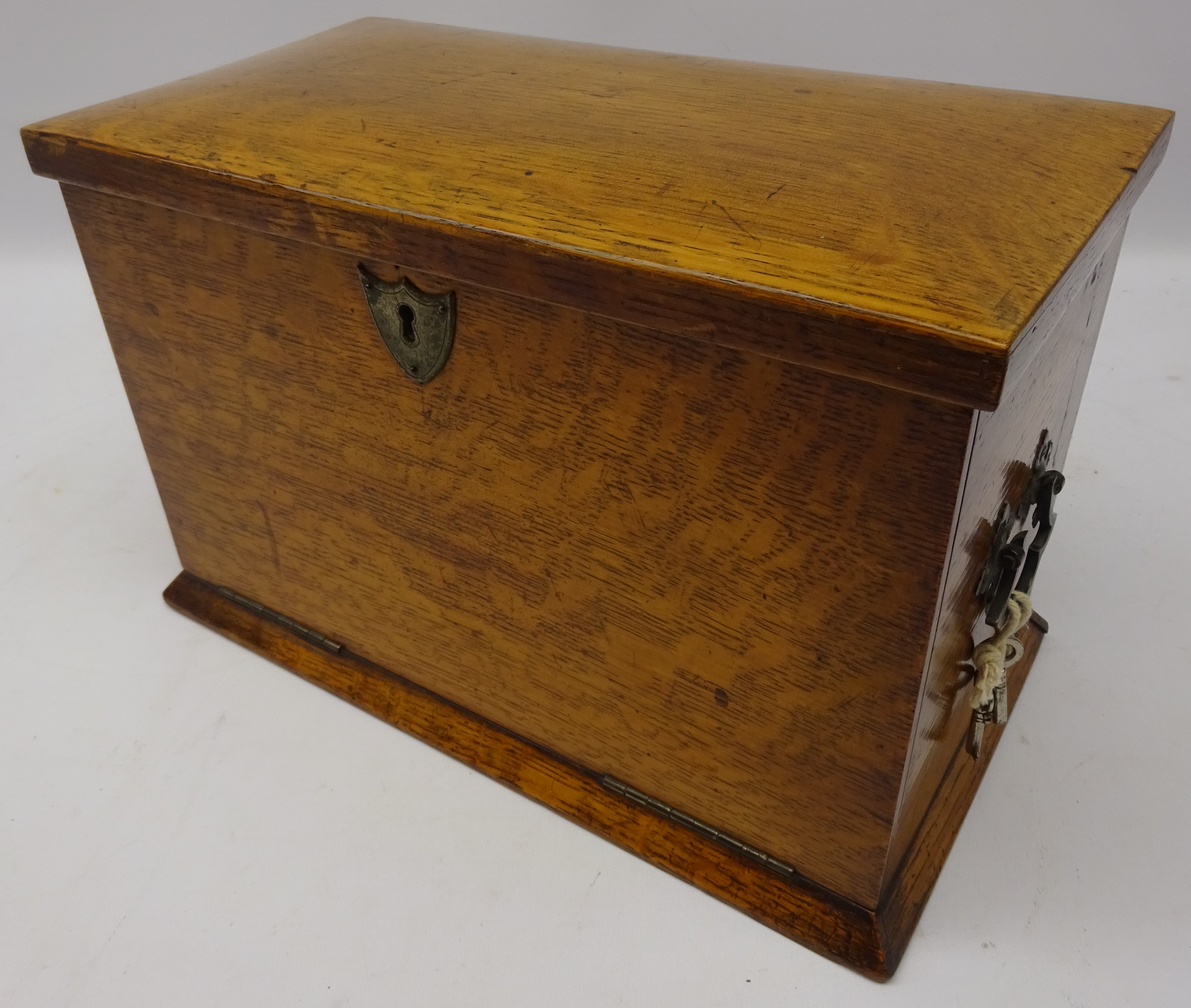 Edwardian oak writing and stationary box, - Image 3 of 7