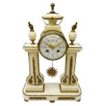 Louis XVI Revival gilt-metal mounted white marble mantel clock,