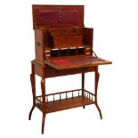 Edwardian walnut campaign writing box on stand,