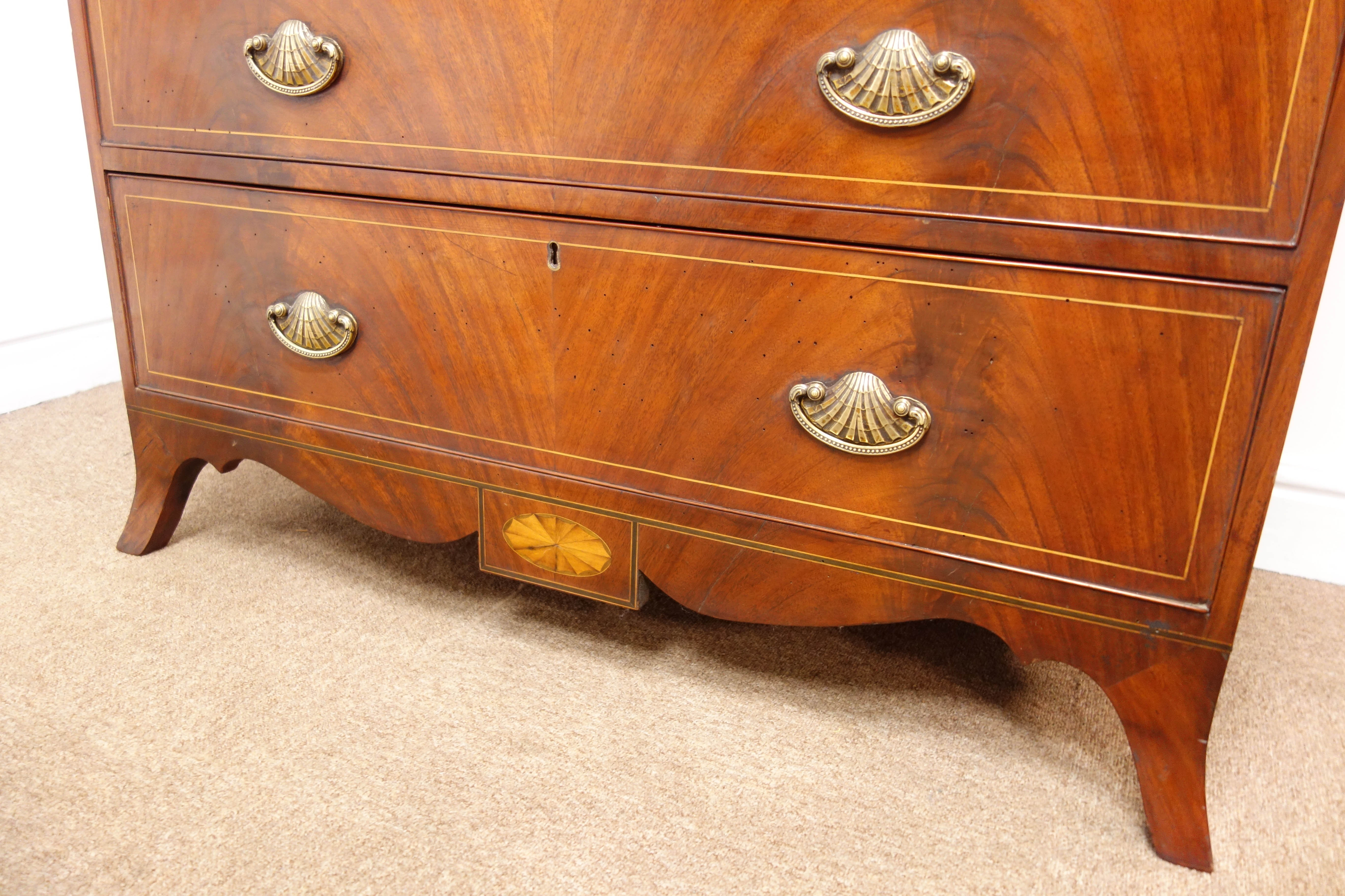 19th century inlaid mahogany bookcase on chest, - Image 11 of 14