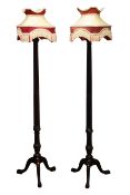 Pair of Hepplewhite style mahogany standard lamps,