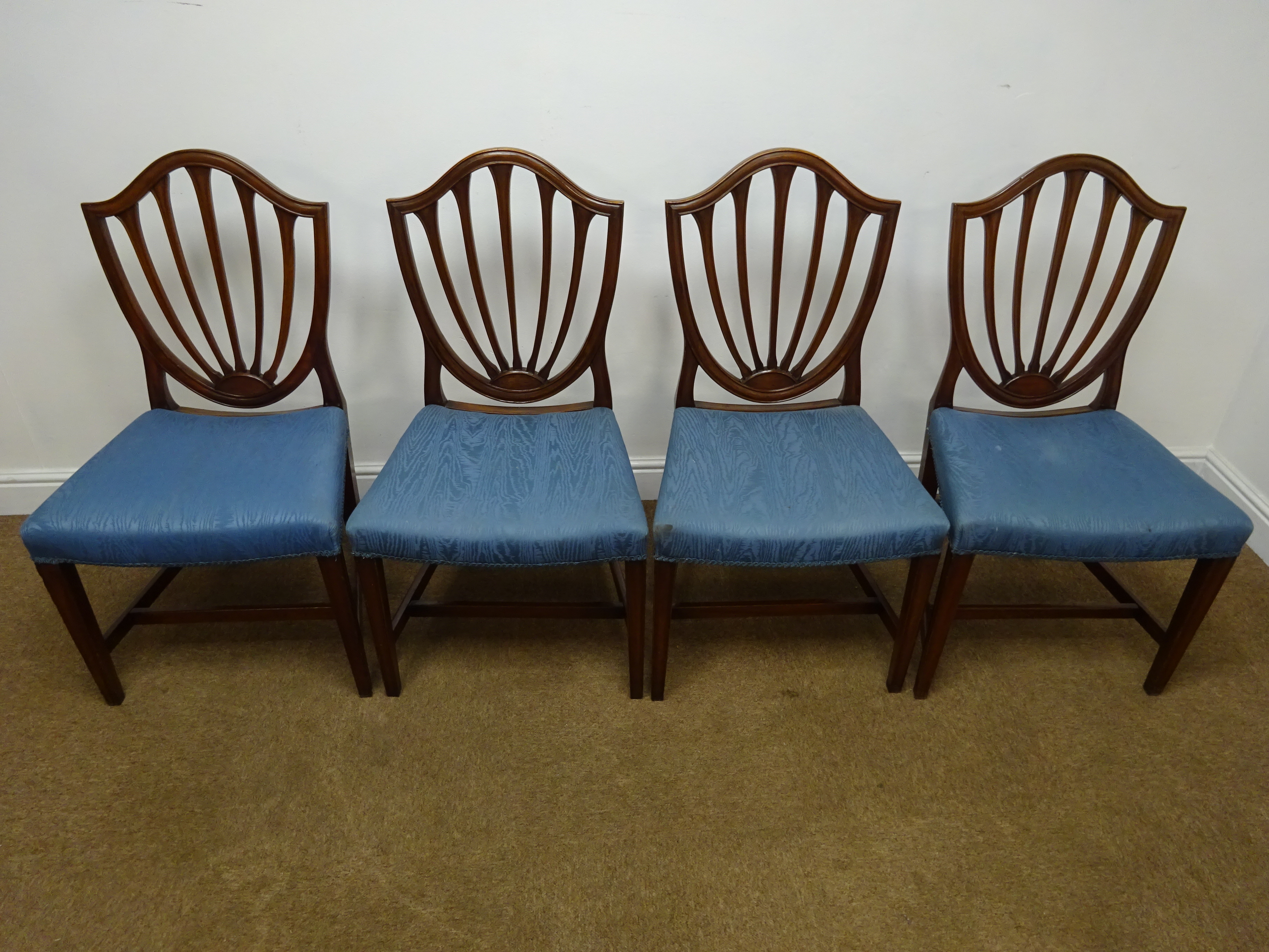 Set of eight early 18th century and later Hepplewhite style mahogany dining chairs, - Image 5 of 6